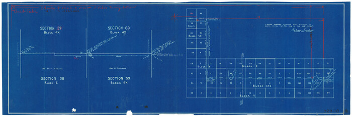 91940, [Sketch of Blocks 4X, E, T, C42, and Y with Double Lake Corner tie to Rhoads Fisher Corners], Twichell Survey Records