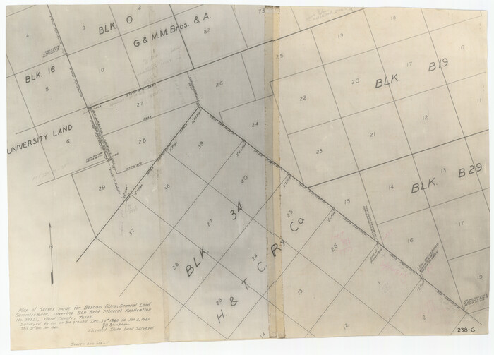 91964, Map of Survey made for Bascom Giles, General Land Commissioner, covering Bob Reid Mineral Application No. 35521, Twichell Survey Records