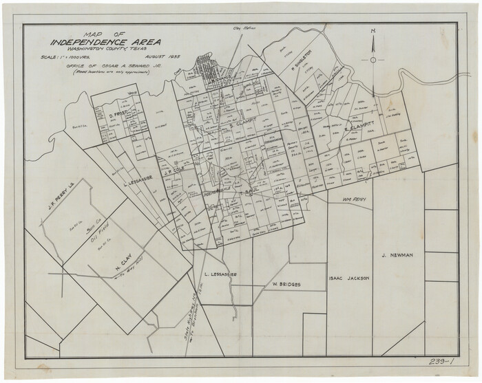 91989, Map of Independence Area, Washington County, Texas, Twichell Survey Records