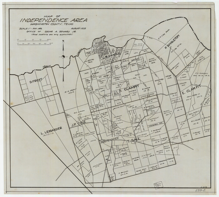 91990, Map of Independence Area, Washington County, Texas, Twichell Survey Records