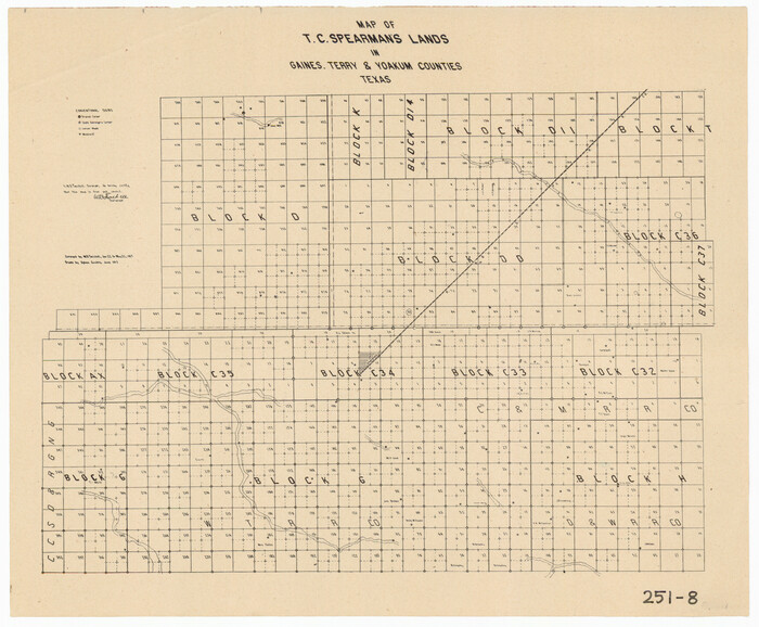 92002, Map of T. C. Spearman's Lands in Gaines, Terry and Yoakum Counties, Texas, Twichell Survey Records