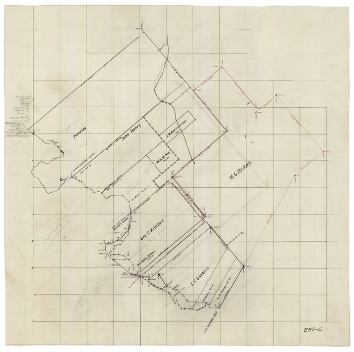 92021, [Sketch of area around Geo. C. Kimball, M. G. Dickes, and S. F. Sanders surveys], Twichell Survey Records