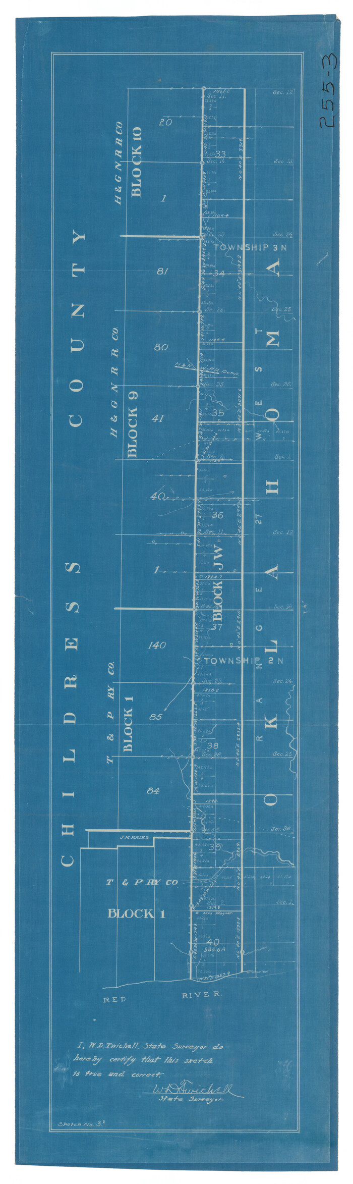 92084, [East line of North Part of Childress County along border with Oklahoma], Twichell Survey Records