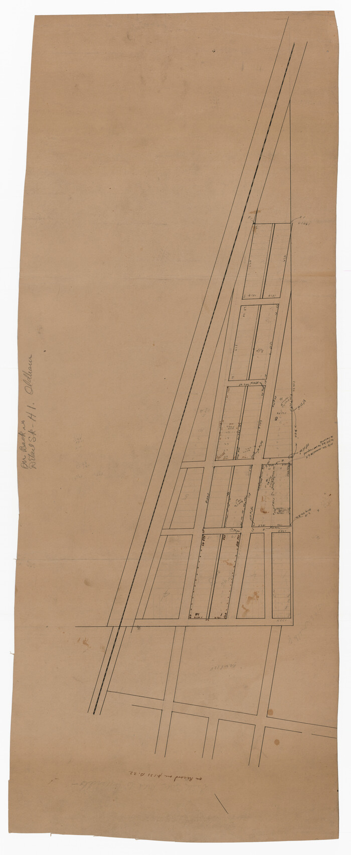 92087, [Sketch showing town lots near railroad track], Twichell Survey Records