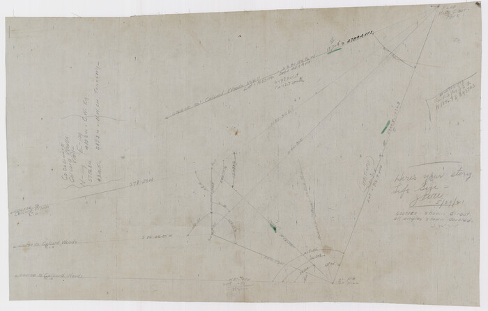 92088, [Pencil sketch showing triangulation from Flag on Mouth of Clear Fork and Top Hill], Twichell Survey Records