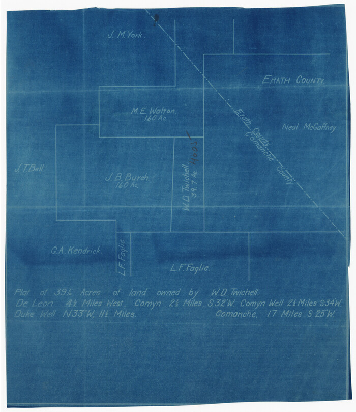 92089, Plat of 39 7/10 Acres of Land Owned by W. D. Twichell, Twichell Survey Records