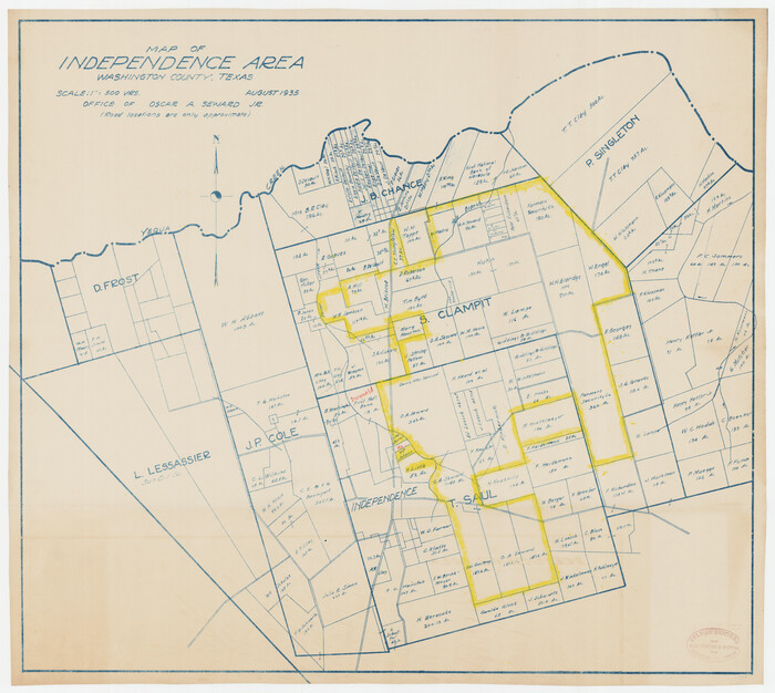 92093, Map of Independence Area, Washington County, Texas, Twichell Survey Records