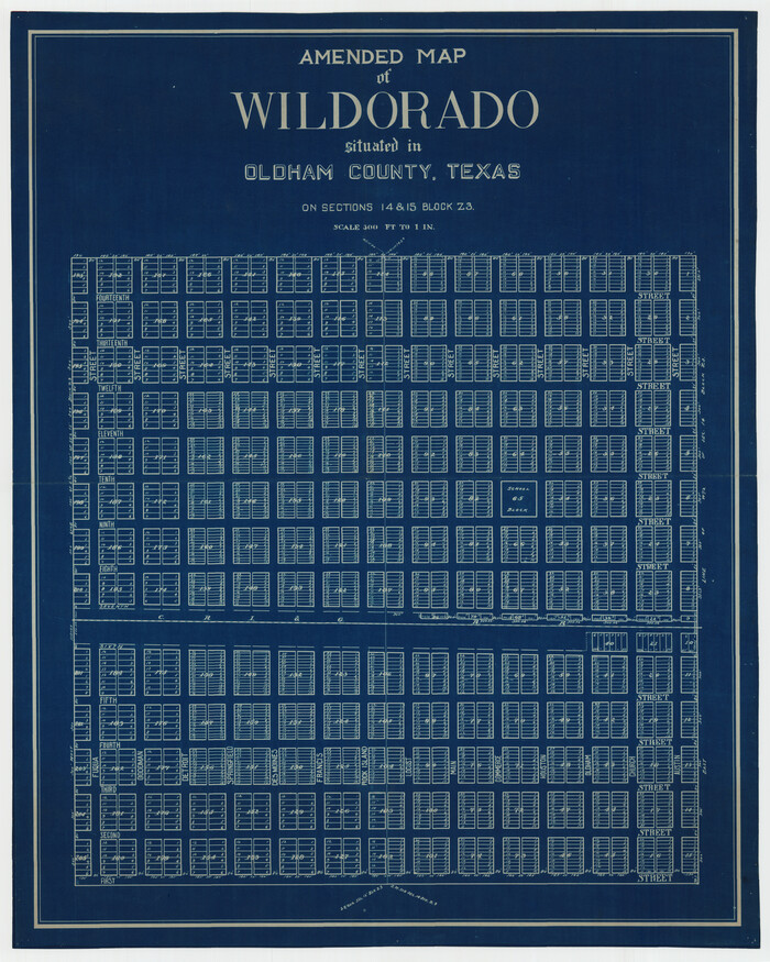 92095, Amended Map of Wildorado Situated in Oldham County, Texas on Sections 14 & 15 Block Z3, Twichell Survey Records