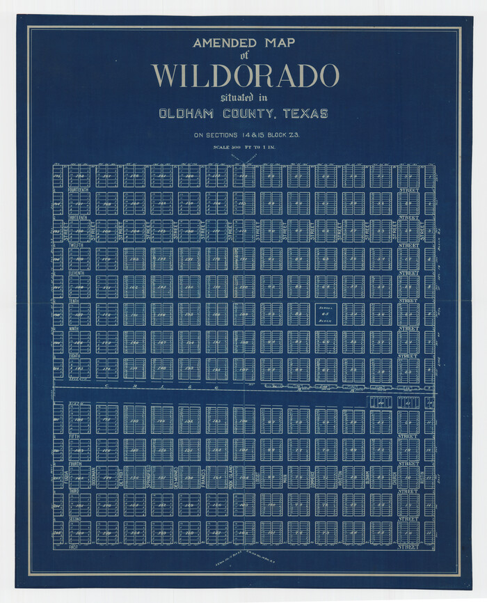 92095, Amended Map of Wildorado Situated in Oldham County, Texas on Sections 14 & 15 Block Z3, Twichell Survey Records