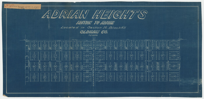 92096, Adrian Heights Adition (sic) to Adrian Located in Section 16, Block K11, Twichell Survey Records