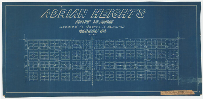 92097, Adrian Heights Adition (sic) to Adrian Located in Section 16, Block K11, Twichell Survey Records