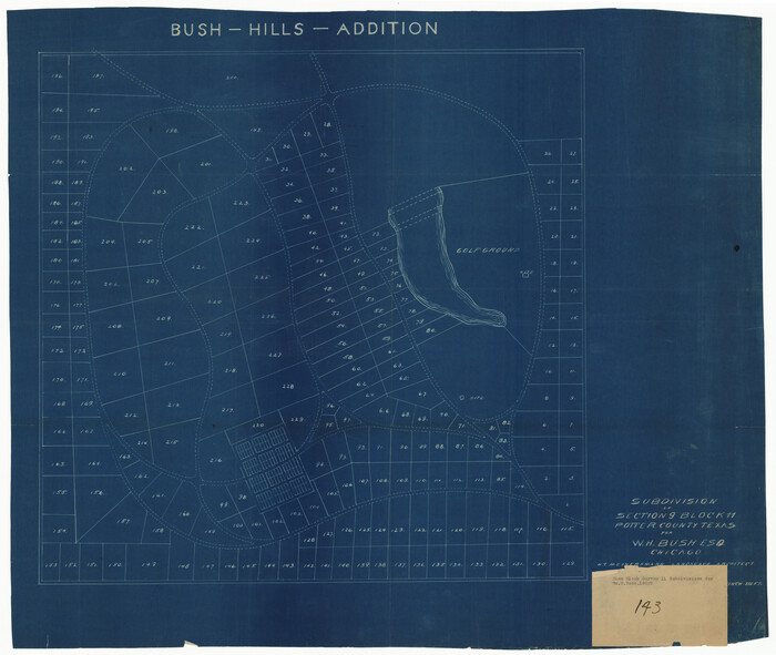 92110, Bush-Hills-Addition, Subdivision of Section 9, Block 11 for W. H. Bush, Esq. Chicago, Twichell Survey Records