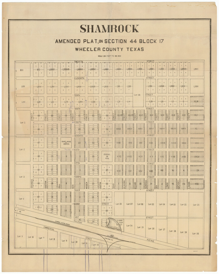 92132, Shamrock, Amended Plat on Section 44, Block 17, Wheeler County, Texas, Twichell Survey Records