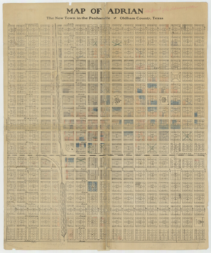 92135, Map of Adrian, the New Town in the Panhandle, Oldham County, Texas, Twichell Survey Records