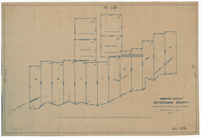 92167, Working Sketch Hutchinson County, Twichell Survey Records