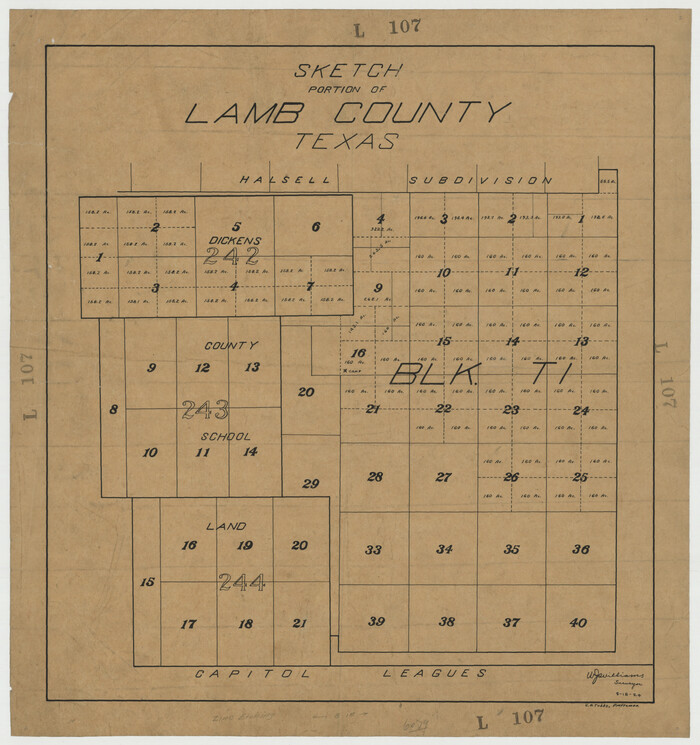 92176, Sketch Portion of Lamb County, Texas, Twichell Survey Records
