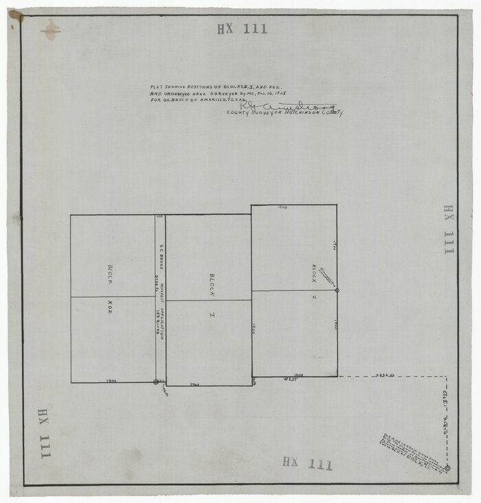 92194, Plat Showing Positions of Blocks S, I, and X02 and Unsurveyed Area, Twichell Survey Records