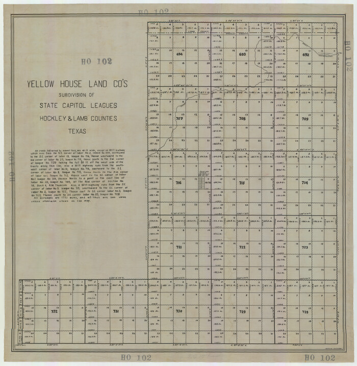 92206, Yellow House Land Company's Subdivision of State Capitol Leagues Hockley and Lamb Counties, Texas, Twichell Survey Records