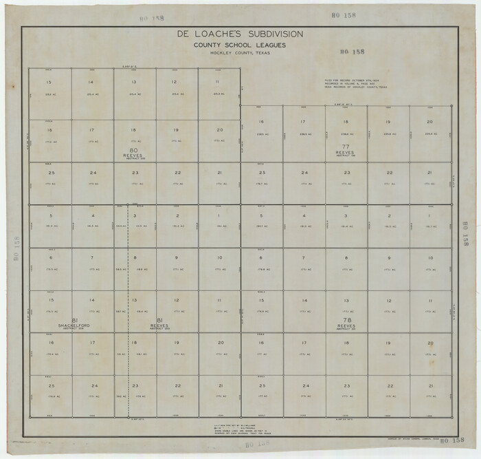 92235, De Loache's Subdivision County School Leagues Hockley County, Texas, Twichell Survey Records