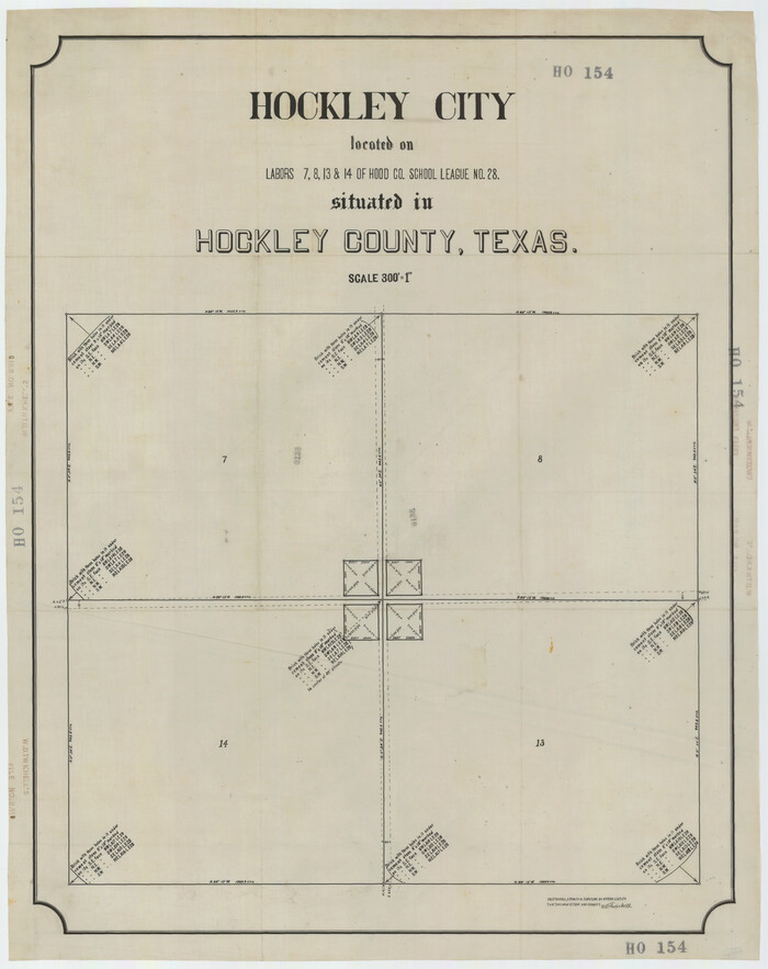 92239, Hockley City Located on Labors 7, 8, 13, and 14 of Hood County School League Number 28 Situated in Hockley County, Texas, Twichell Survey Records