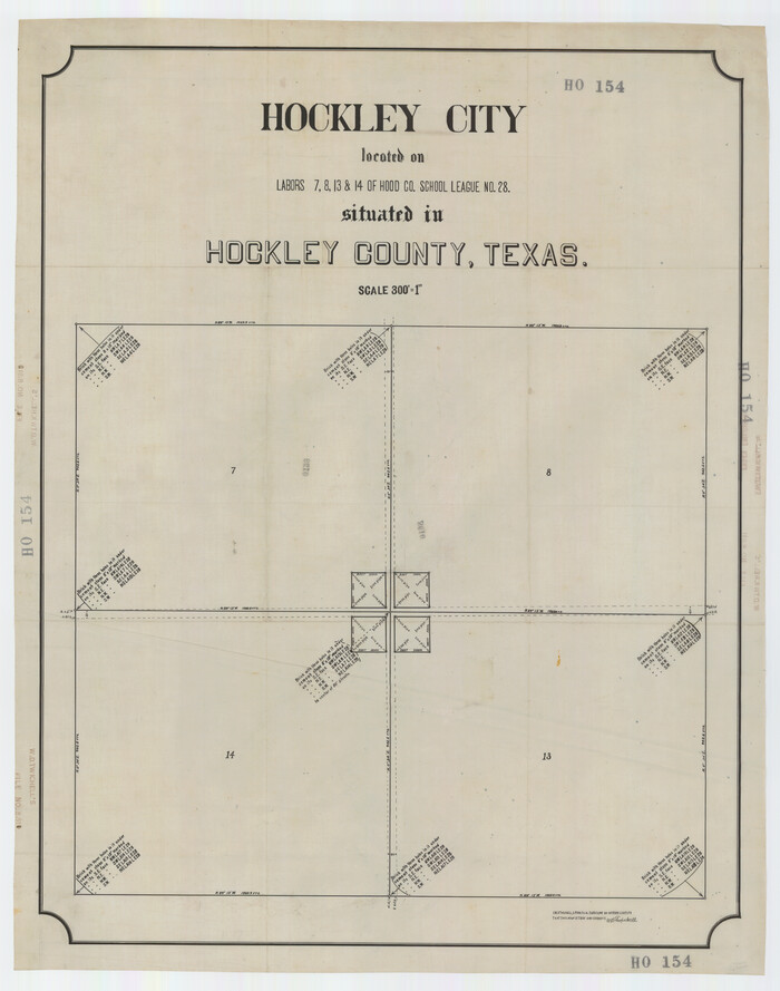 92239, Hockley City Located on Labors 7, 8, 13, and 14 of Hood  County School League Number 28 Situated in Hockley County, Texas, Twichell Survey Records