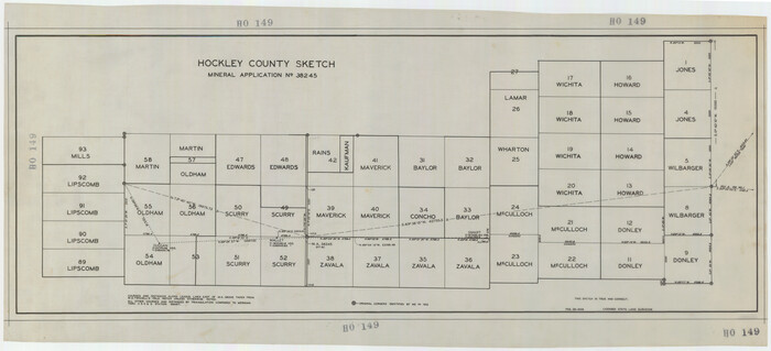 92243, Hockley County Sketch Mineral Application Number 38245, Twichell Survey Records