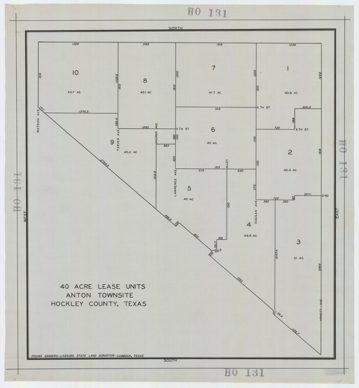 92248, 40 Acre Lease Units Anton Townsite Hockley County, Texas, Twichell Survey Records