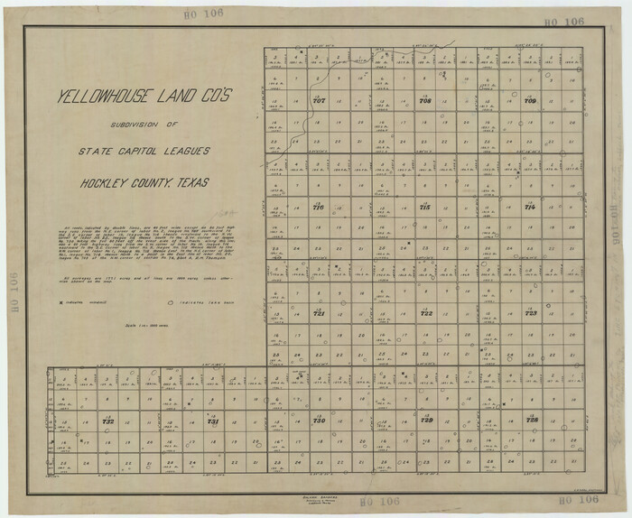 92260, Yellowhouse Land Company's Subdivision of State Capitol Leagues Hockley County, Texas, Twichell Survey Records
