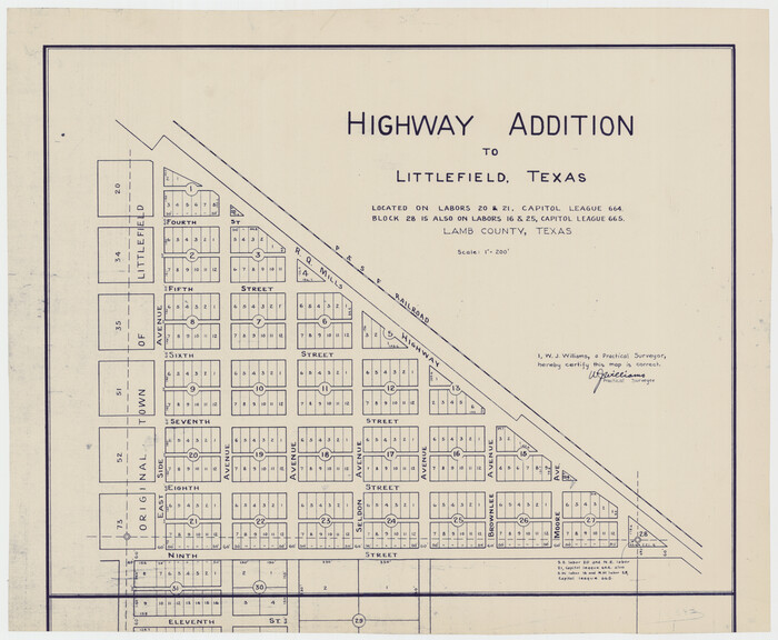 92266, Highway Addition to Littlefield, Texas, Twichell Survey Records