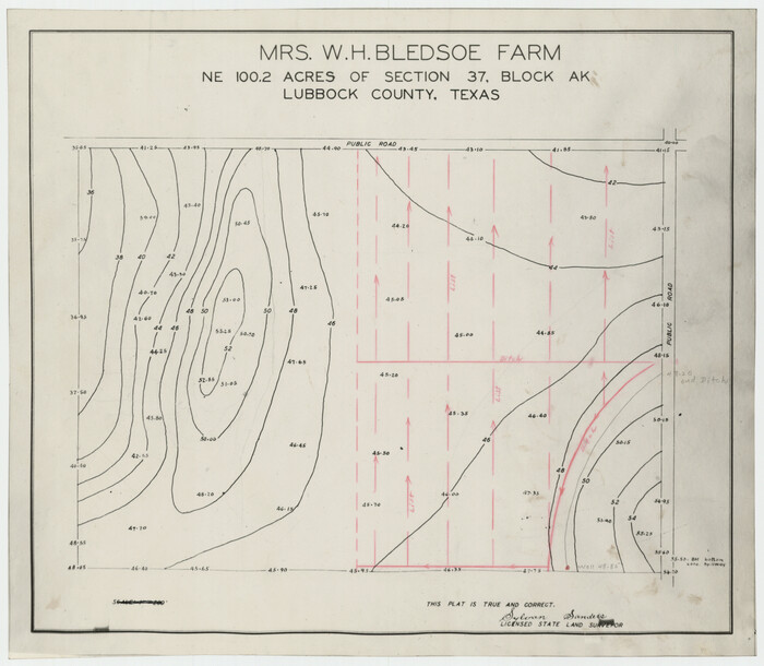 92283, Mrs. W. H. Bledsoe Farm NE 100.2 Acres of Section 37, Block AK, Twichell Survey Records