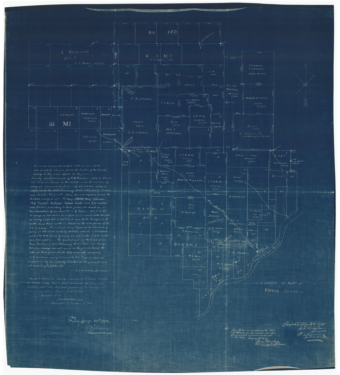 92293, Sketch of Part of Moore County, Twichell Survey Records