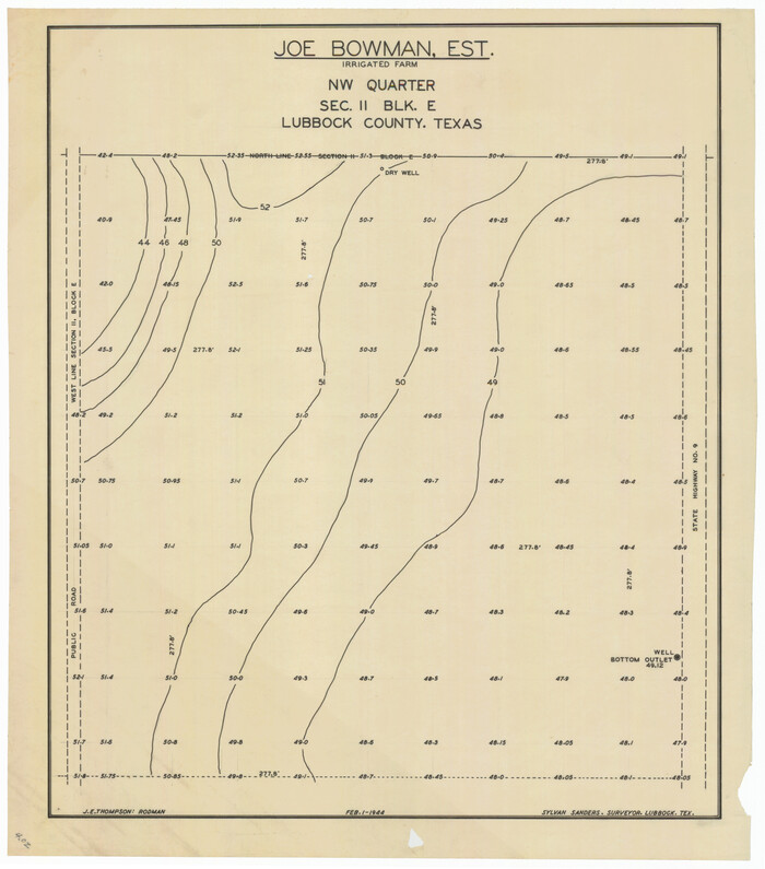 92329, Joe Bowman, Est. Irrigated Farm NW Quarter Section 11, Block E, Twichell Survey Records