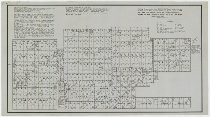 92331, Working Sketch Compiled From Original Field Notes Showing Surveys in Reagan and Irion Counties, Twichell Survey Records