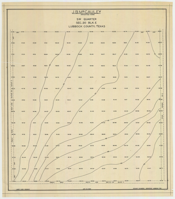 92335, J. B. McCauley Irrigated Farm SW Quarter Section 20, Block E, Twichell Survey Records