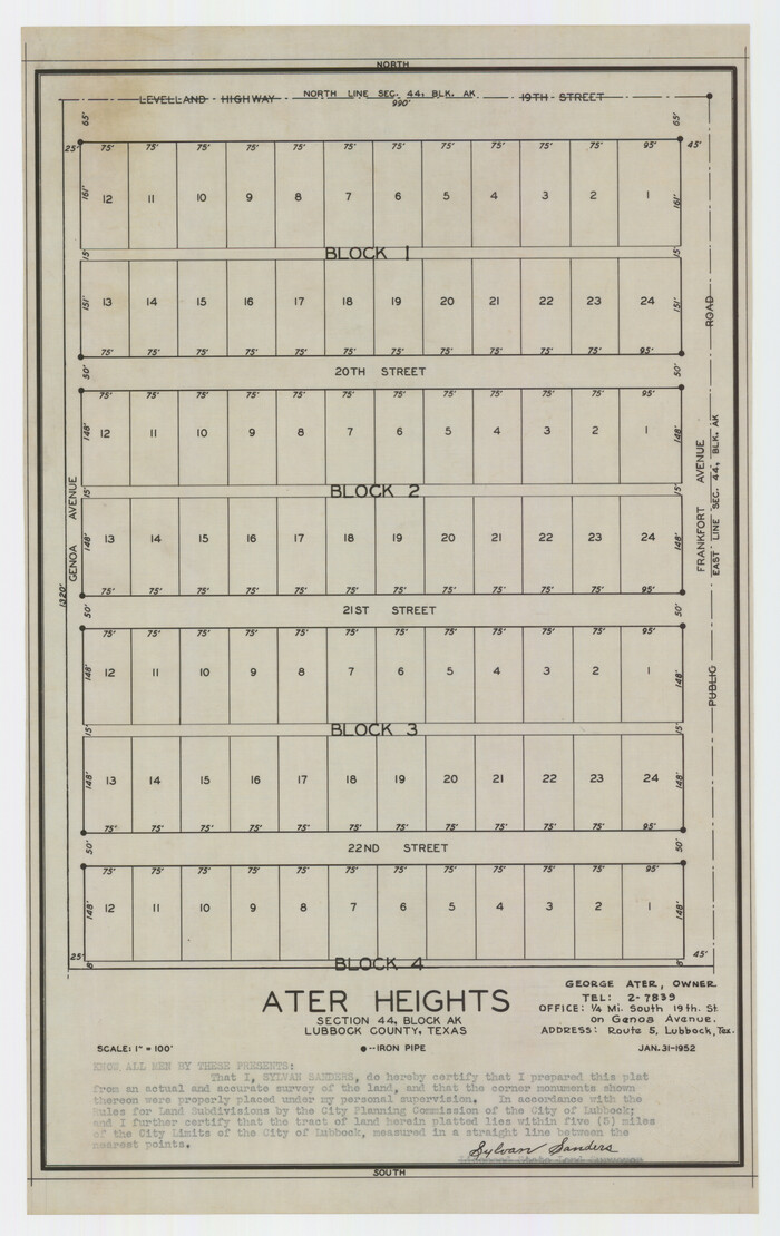 92347, Ater Heights Section 44, Block AK, Twichell Survey Records