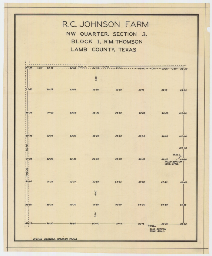92405, R. C. Johnson Farm NW Quarter, Section 3, Twichell Survey Records