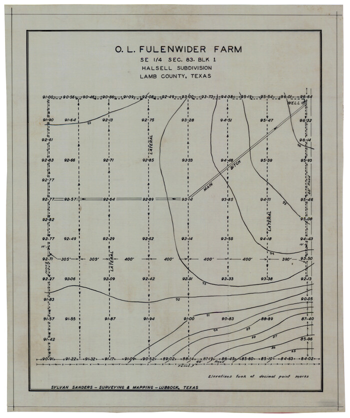 92407, O. L. Fulenwider Farm SE 1/4 Section 83, Block 1 Halsell Subdivision, Twichell Survey Records