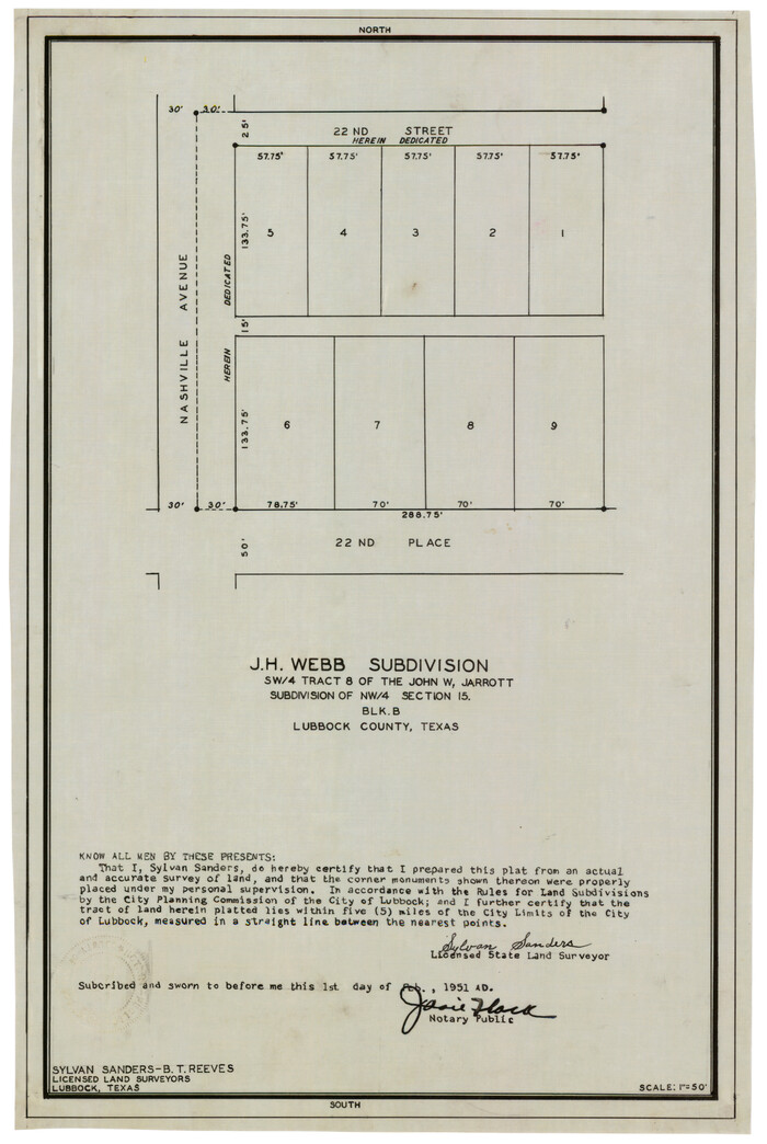 92412, J. H. Webb Subdivision, Twichell Survey Records