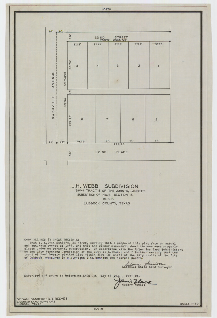 92412, J. H. Webb Subdivision, Twichell Survey Records