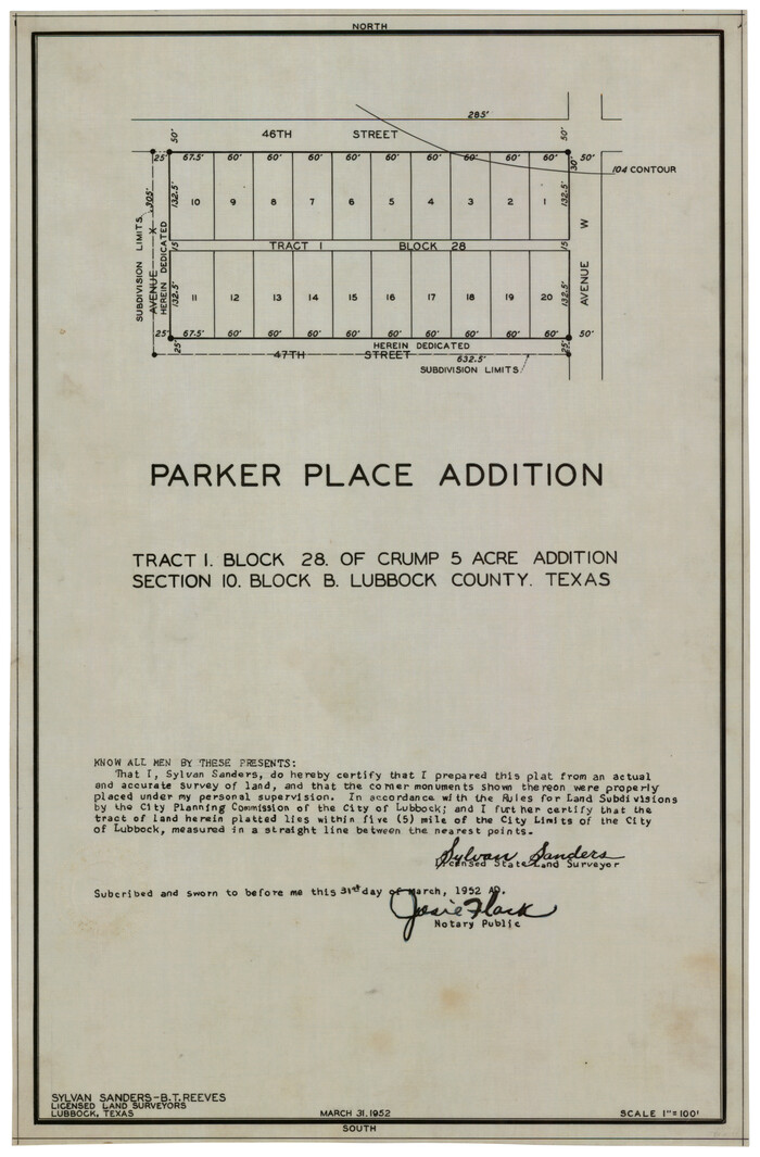 92414, Parker Place Addition, Twichell Survey Records