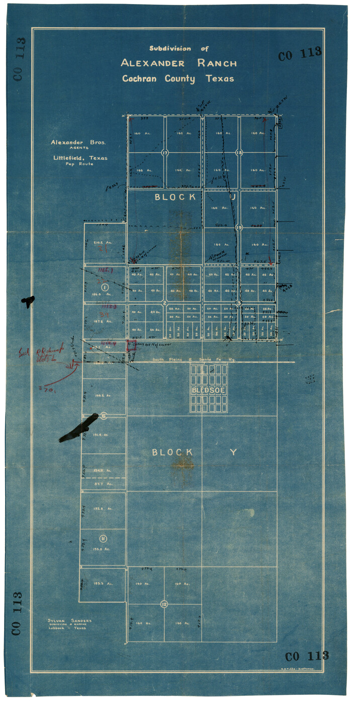 92496, Subdivision of Alexander Ranch, Cochran County, Texas, Twichell Survey Records