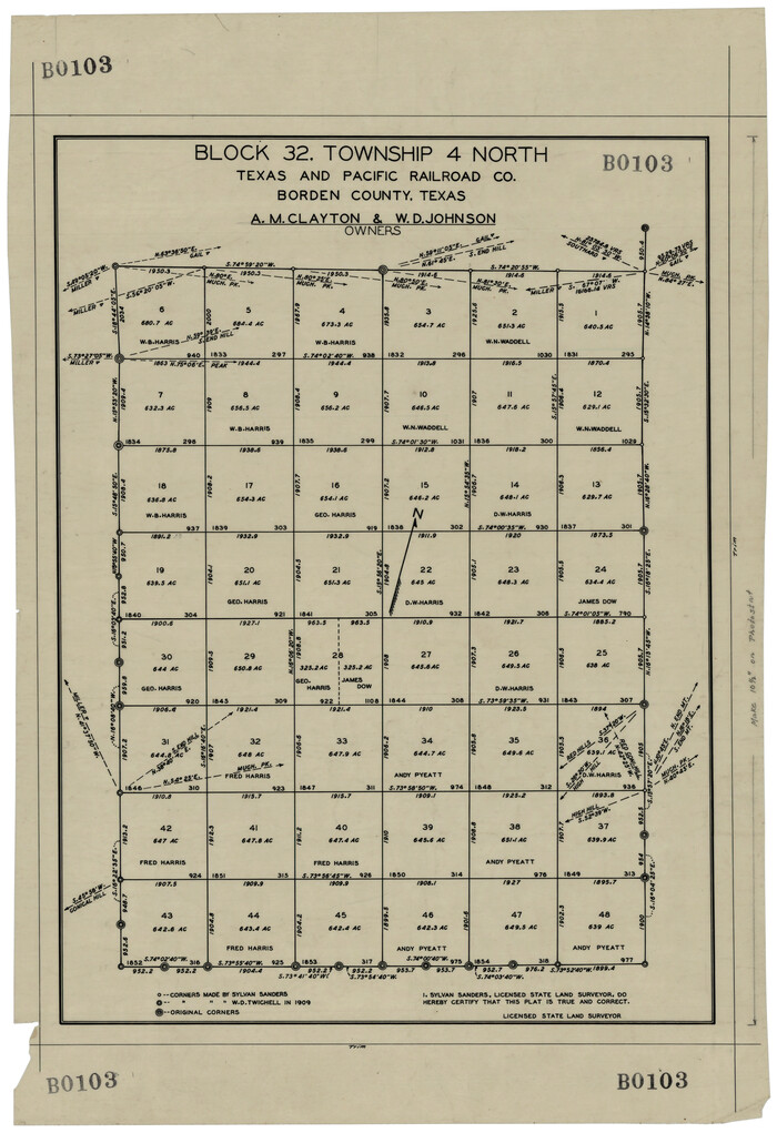 92507, Block 32, Township 4 North, Twichell Survey Records