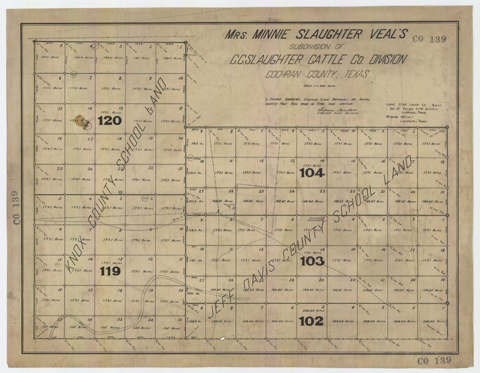 92510, Mrs. Minnie Slaughter Veal's Subdivision of C. C. Slaughter Cattle Company Division, Twichell Survey Records
