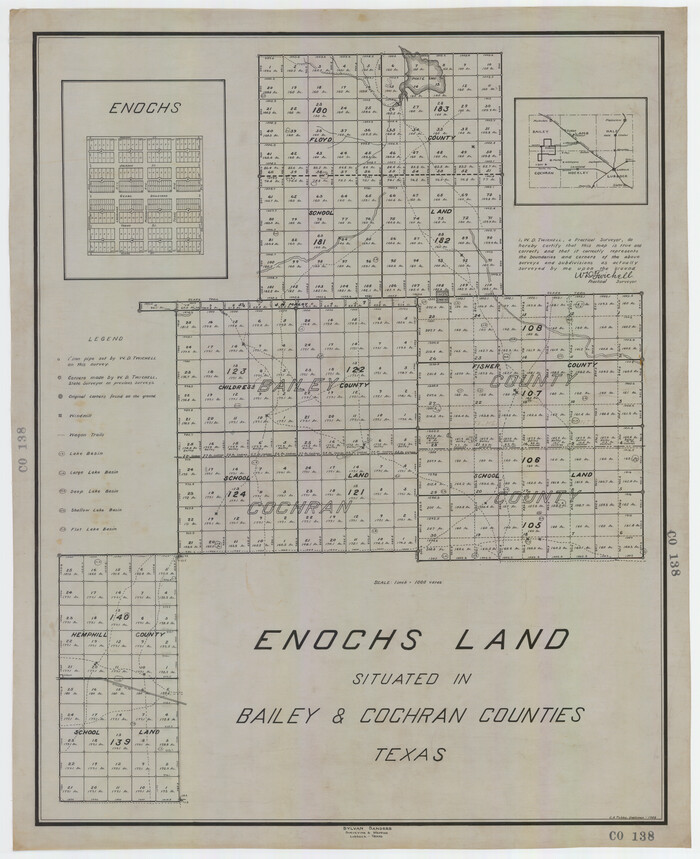 92515, Enoch's Land Situated in Bailey and Cochran Counties, Texas, Twichell Survey Records