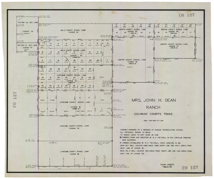 92516, Mrs. John H. Dean Ranch, Cochran County, Texas, Twichell Survey Records