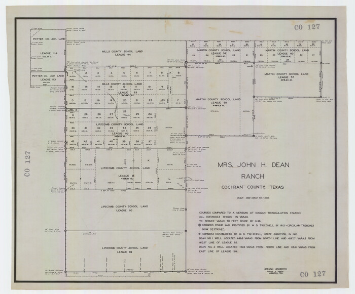 92516, Mrs. John H. Dean Ranch, Cochran County, Texas, Twichell Survey Records