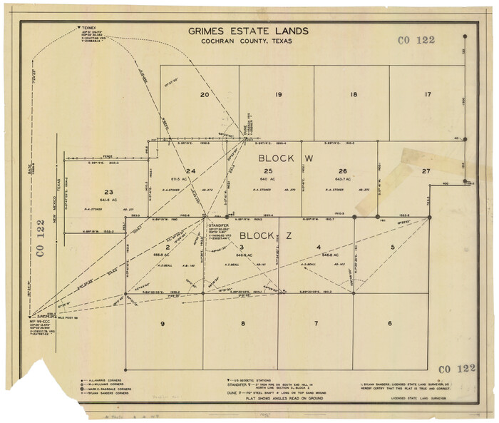 92520, Grimes Estate Lands, Cochran County, Texas, Twichell Survey Records