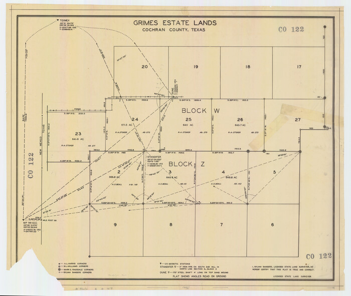 92520, Grimes Estate Lands, Cochran County, Texas, Twichell Survey Records