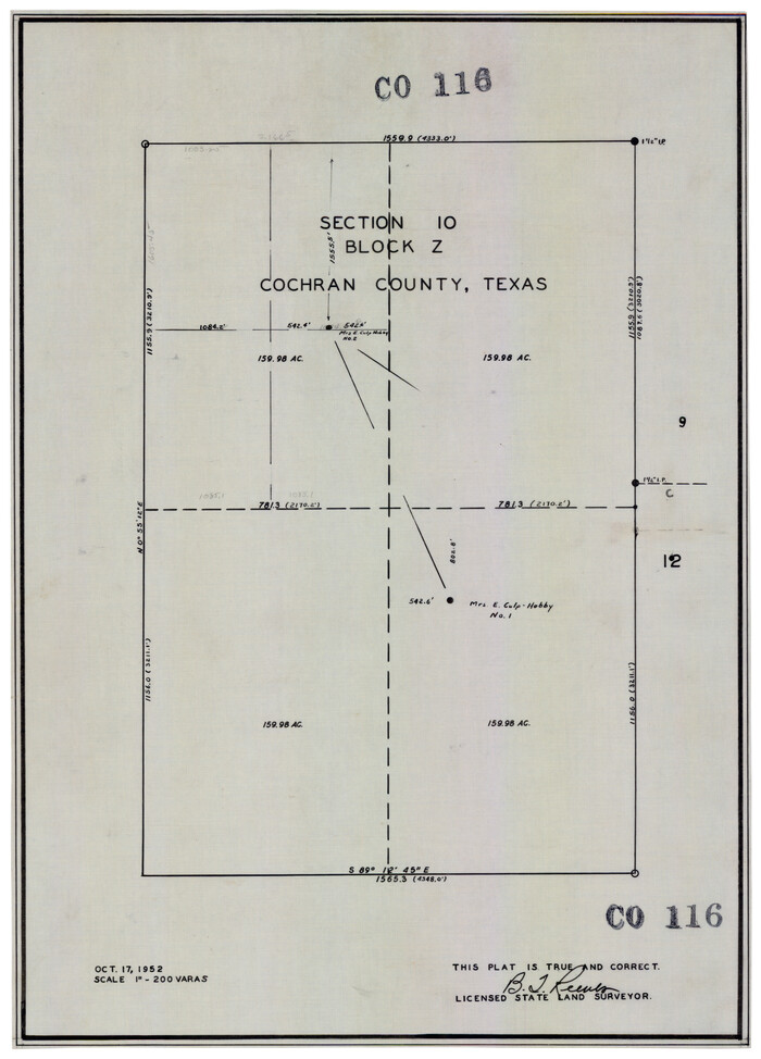 92521, Section 10, Block Z, Cochran County, Texas, Twichell Survey Records