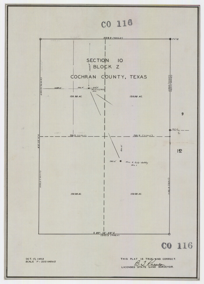 92521, Section 10, Block Z, Cochran County, Texas, Twichell Survey Records